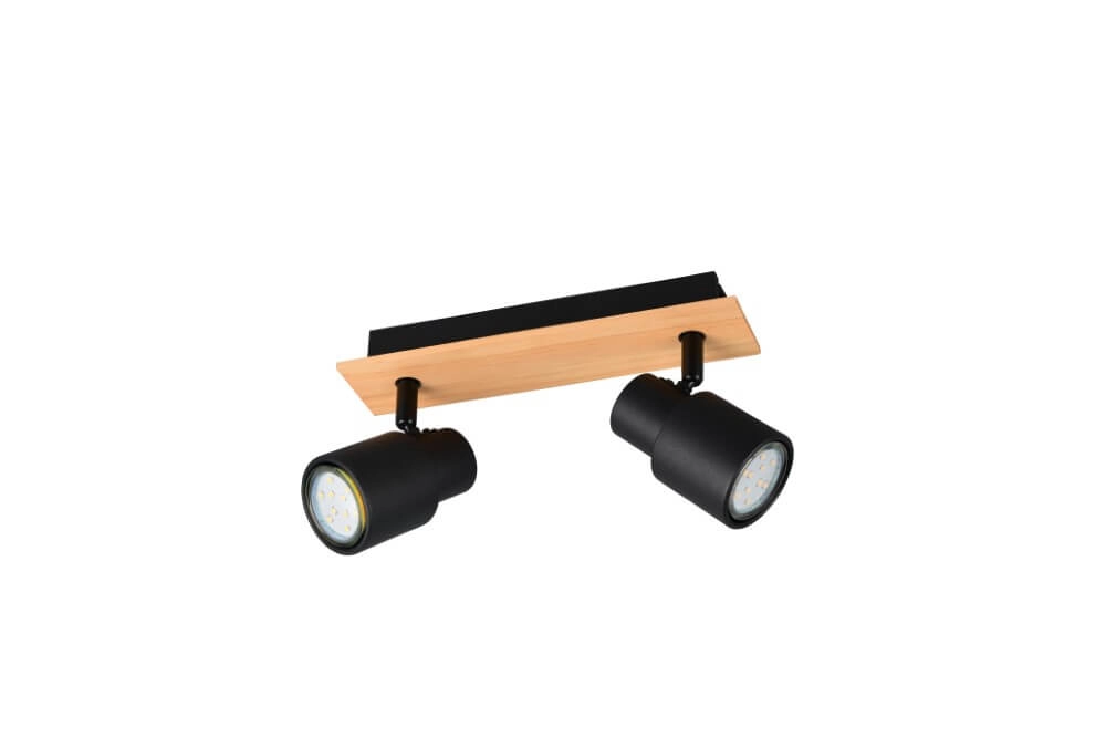 2-light ceiling lamp Pierre black with wood Trio 4017807638172