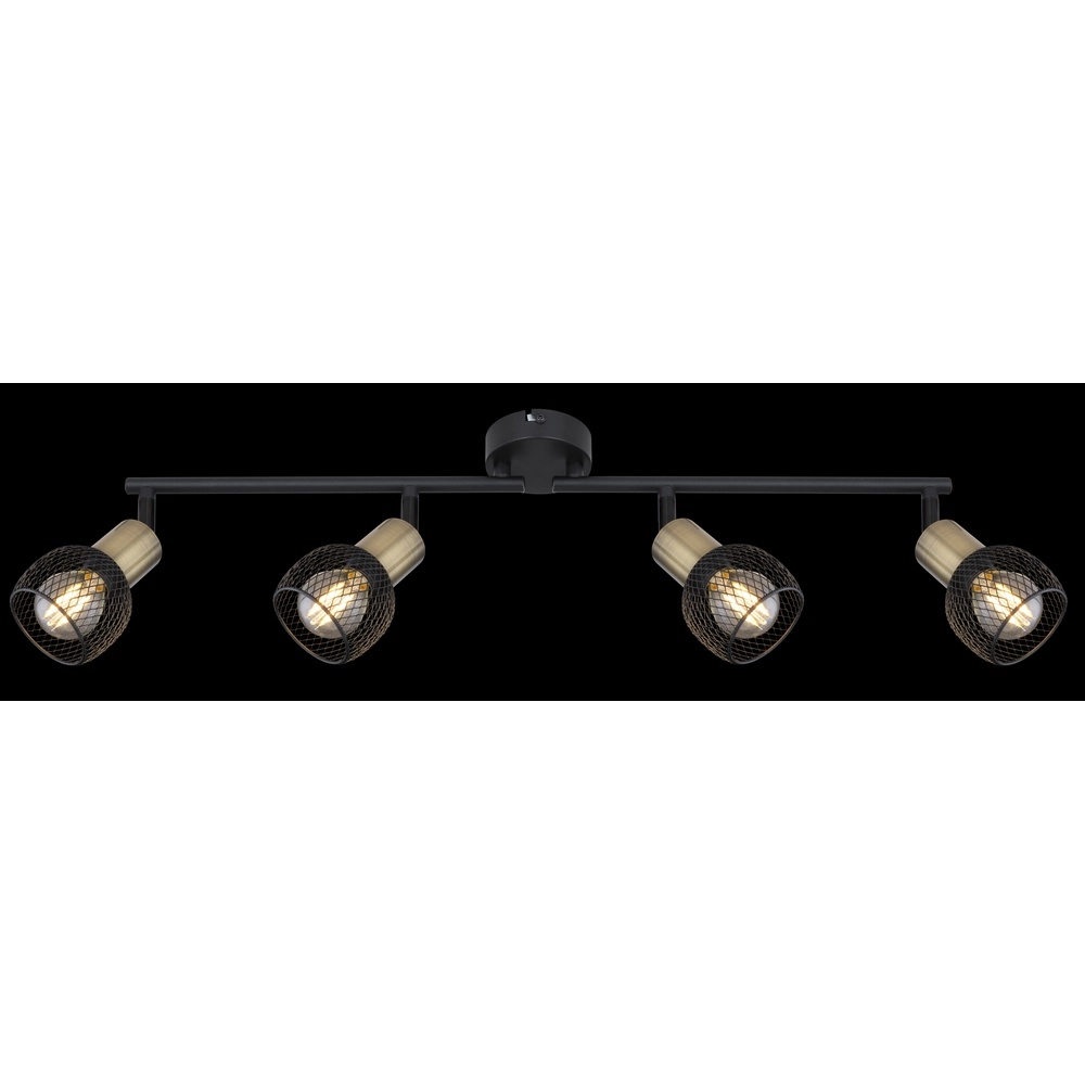 Ceiling lamp Fiastra 4-light black with mesh Globo 9007371418121