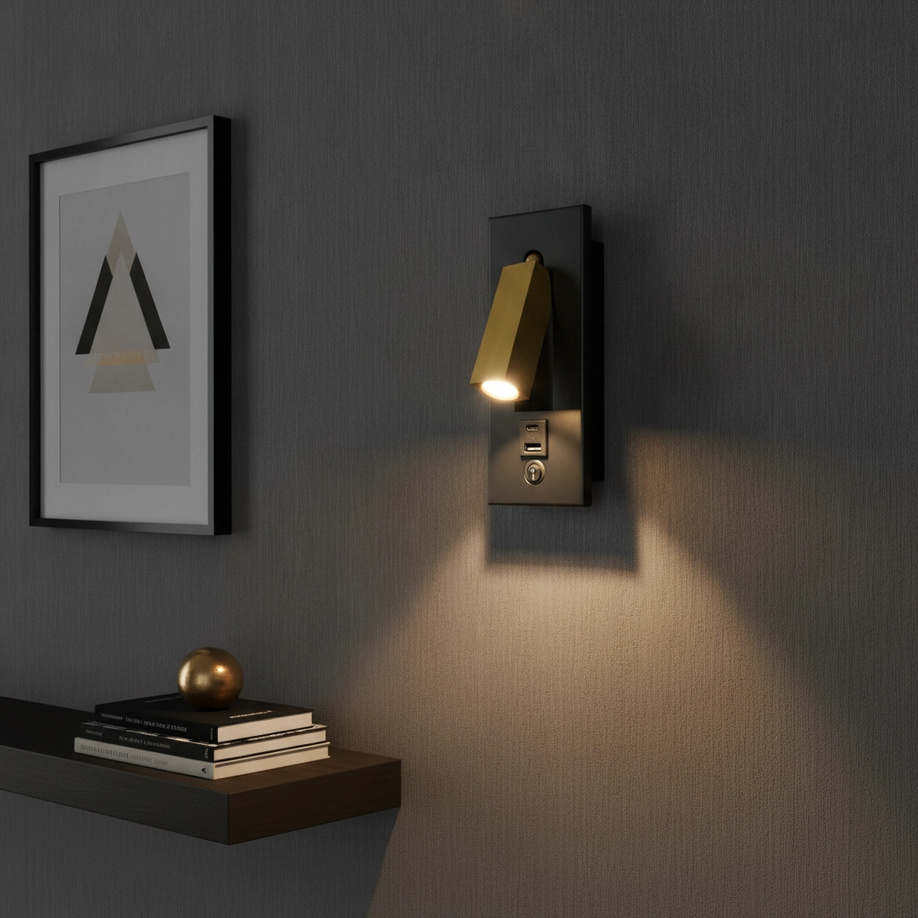 Bedside lamp Adam black and gold with USB A and C connection