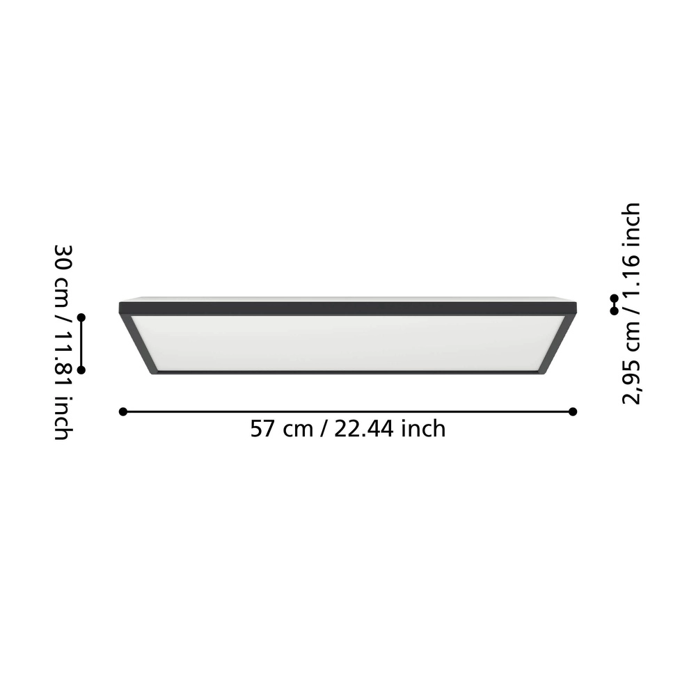Bathroom ceiling light Rovito Square - Black - 57x30cm Eglo 9008606329908