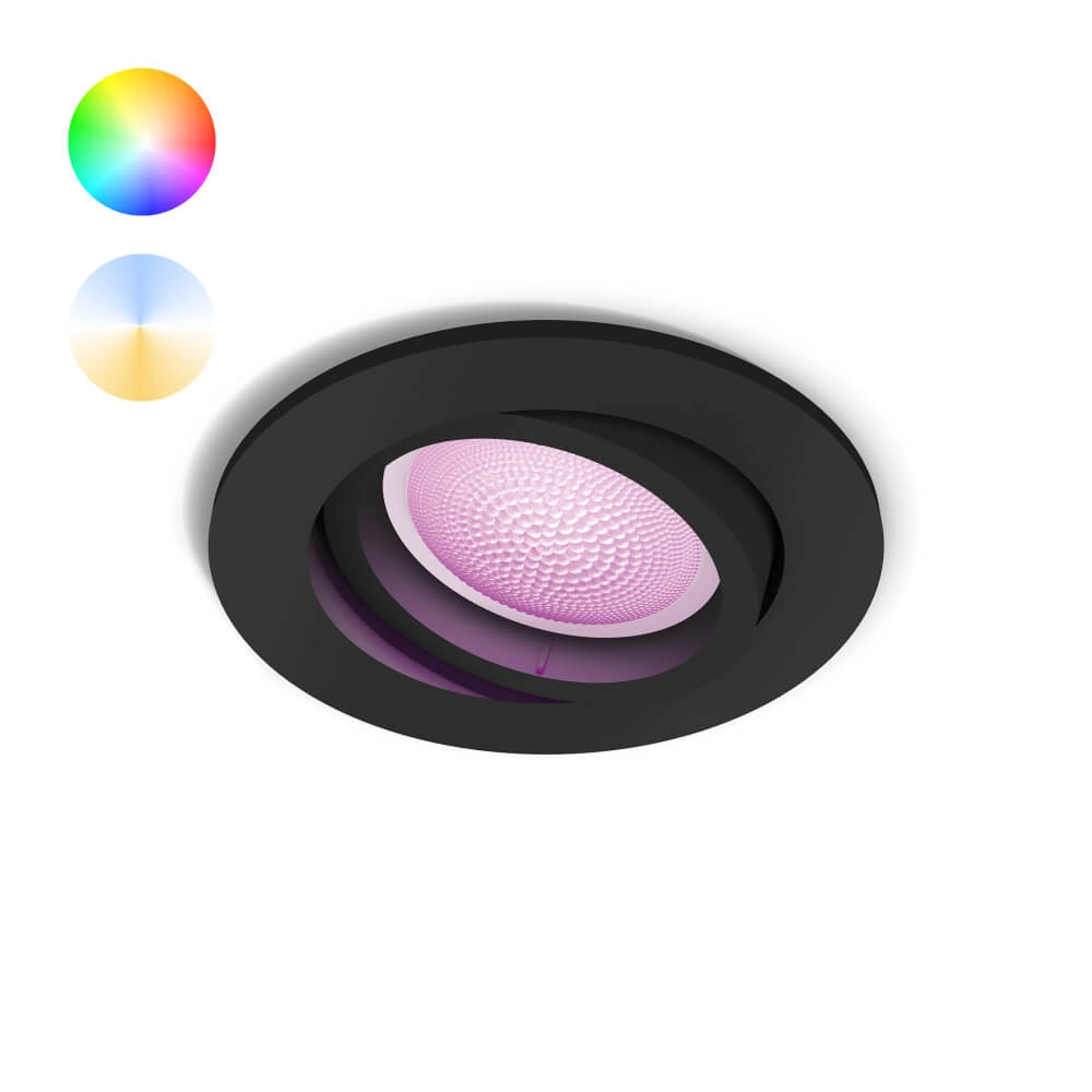 Black recessed spotlight Hue Centura - White and Color orientable