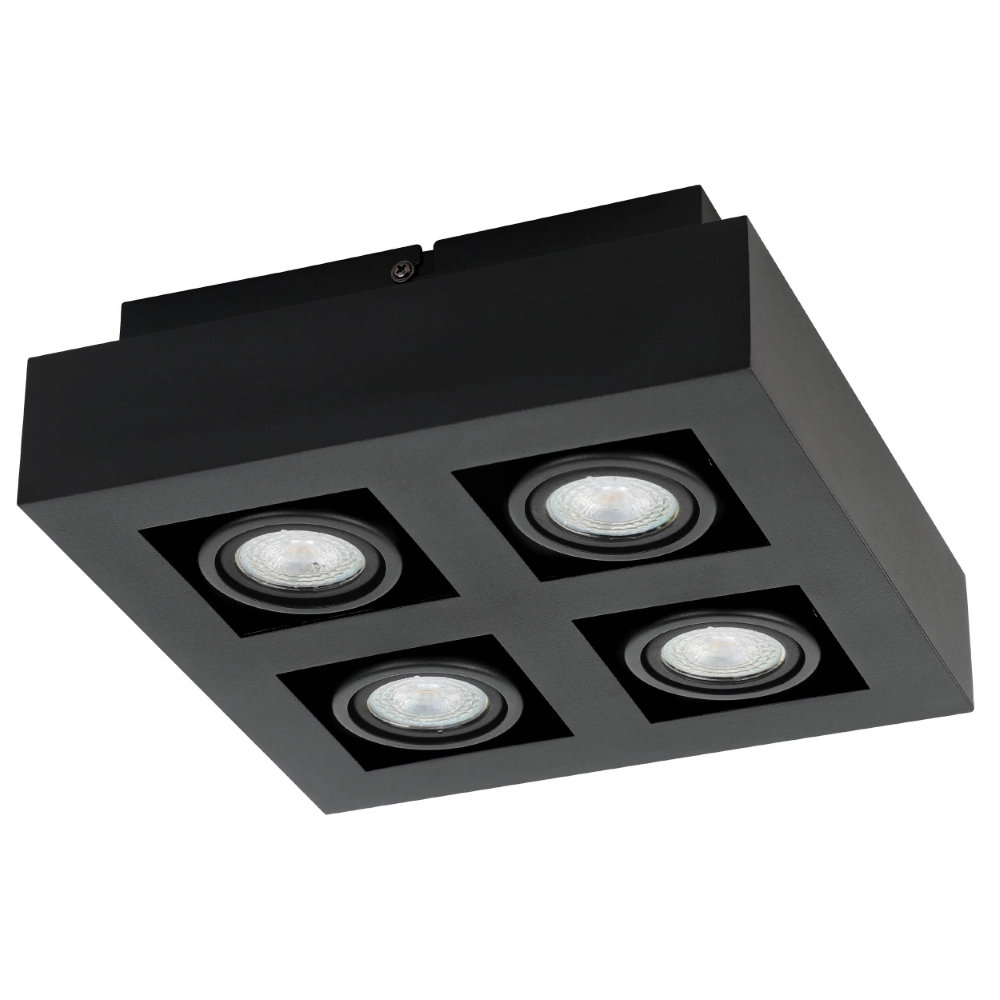 Black surface-mounted spotlight Mendoza 4-light