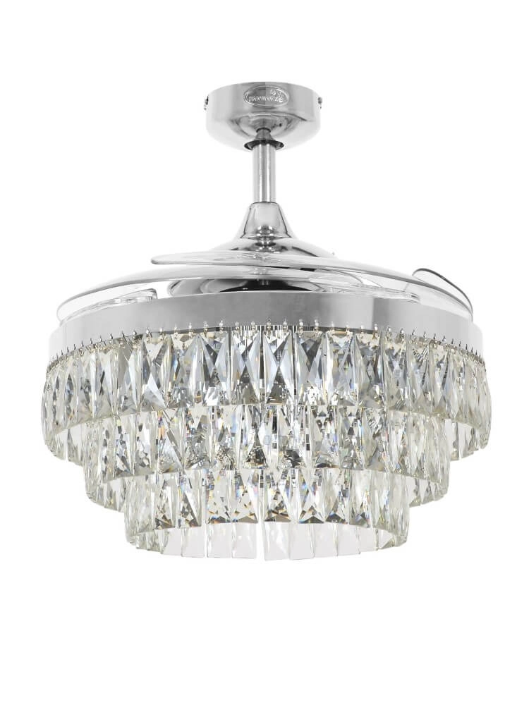 Chrome ceiling fan with crystal Fanway Veil Ø 122cm Beacon 9333509143987