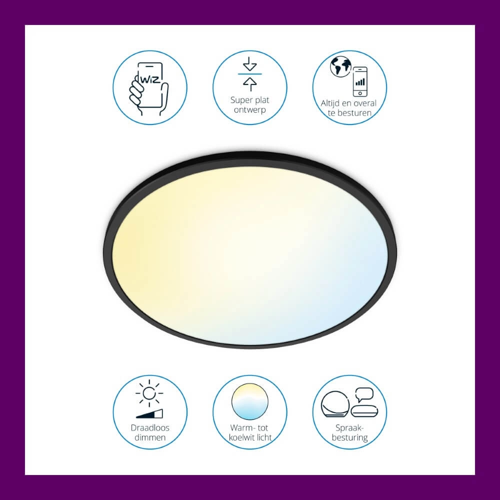 Smart ceiling light SuperSlim Ø 55cm - black WiZ 8720169071018