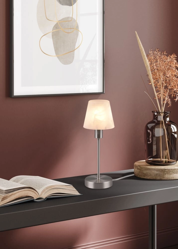 Table lamp Luis Ii nickel with white glass Trio 4017807551280