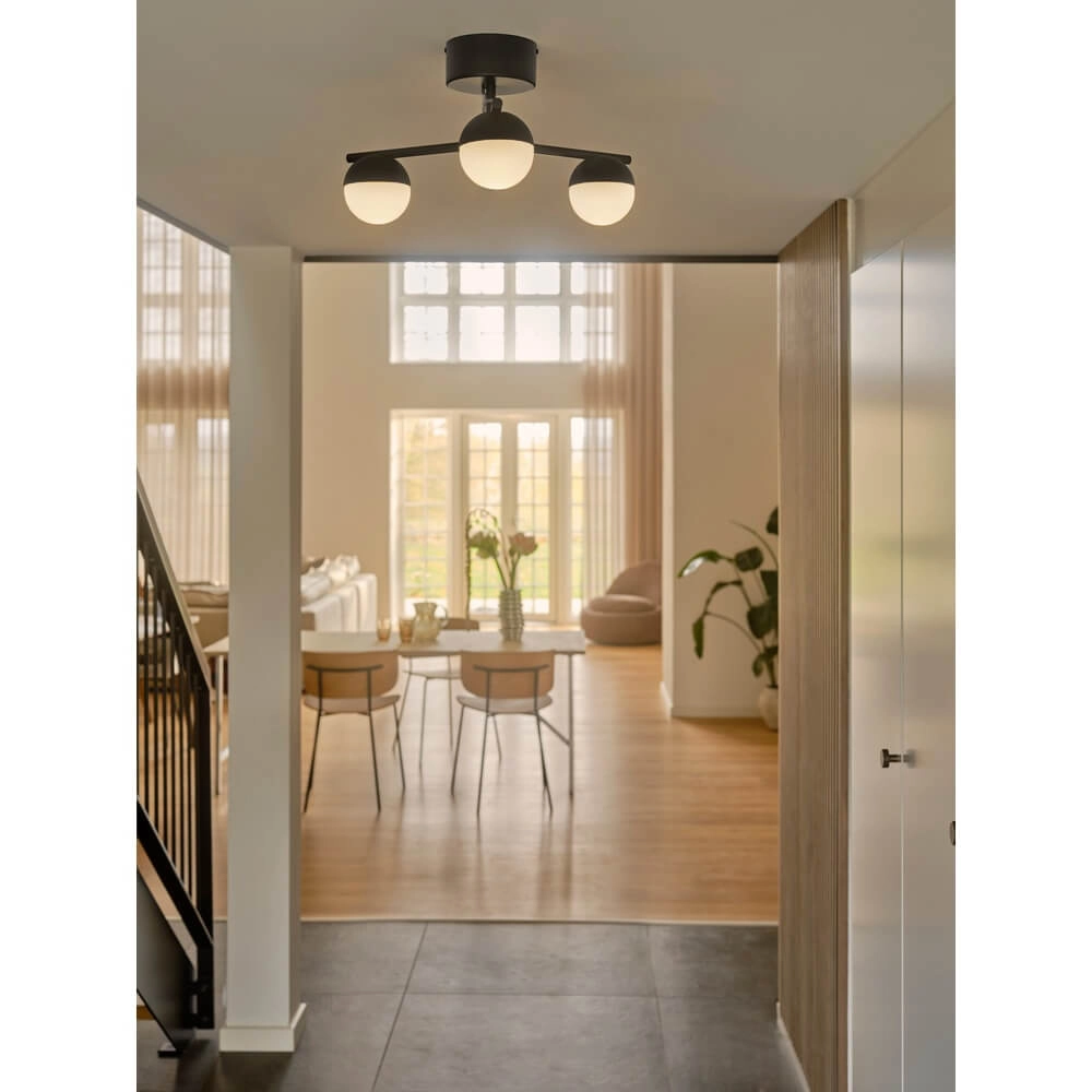 Black ceiling lamp Contina Design 3-light Nordlux 5704924024306