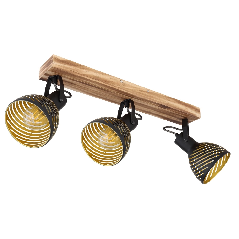 Ceiling lamp Lenna 3-light wood with black Globo 9007371425686