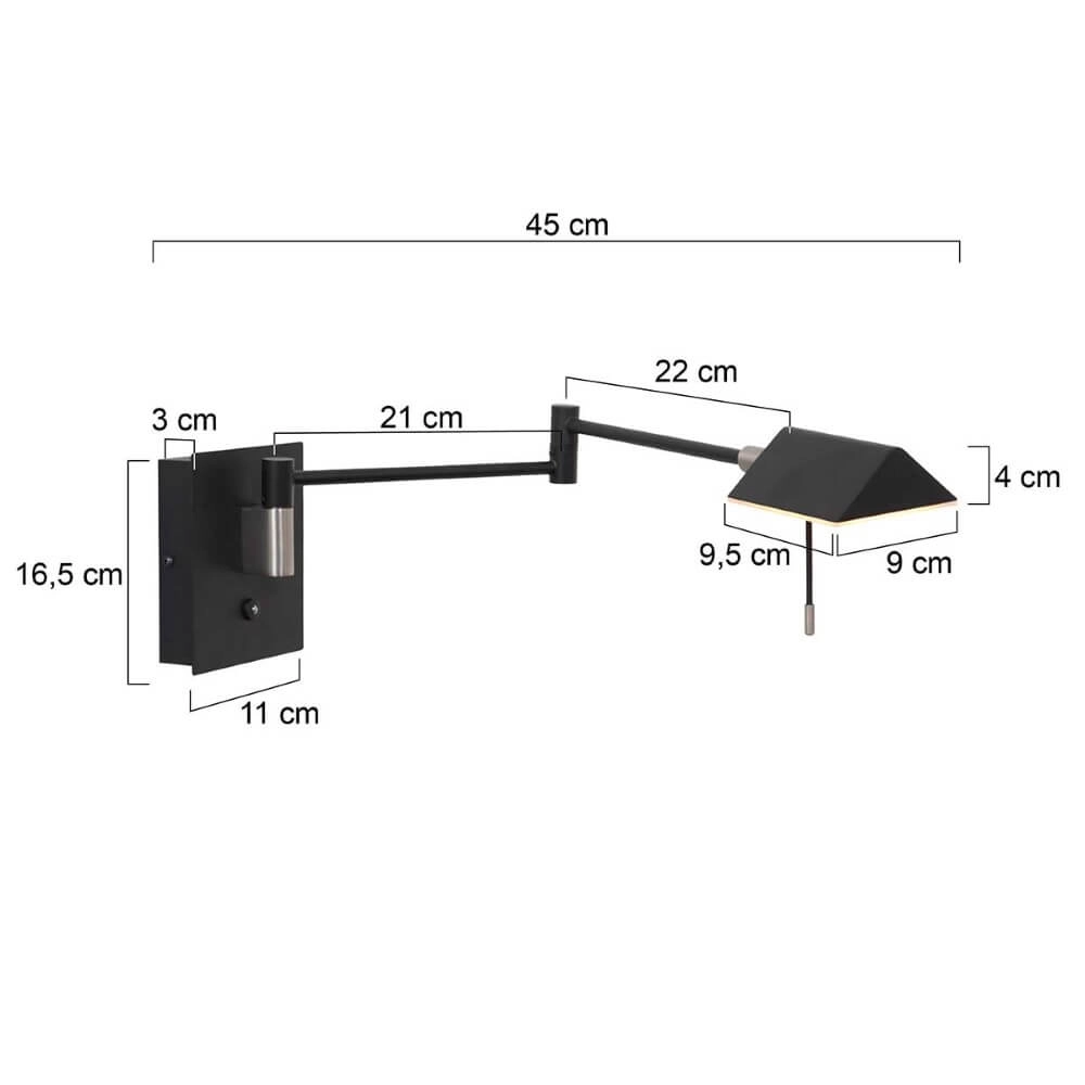 Black wall reading lamp Retina Steinhauer 8712746166040