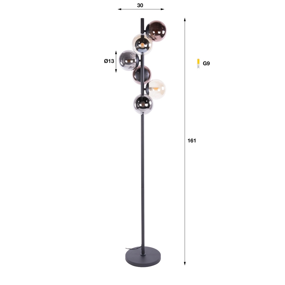 Vloerlamp design Orb zwart 6-lichts Lyora 8716803514959