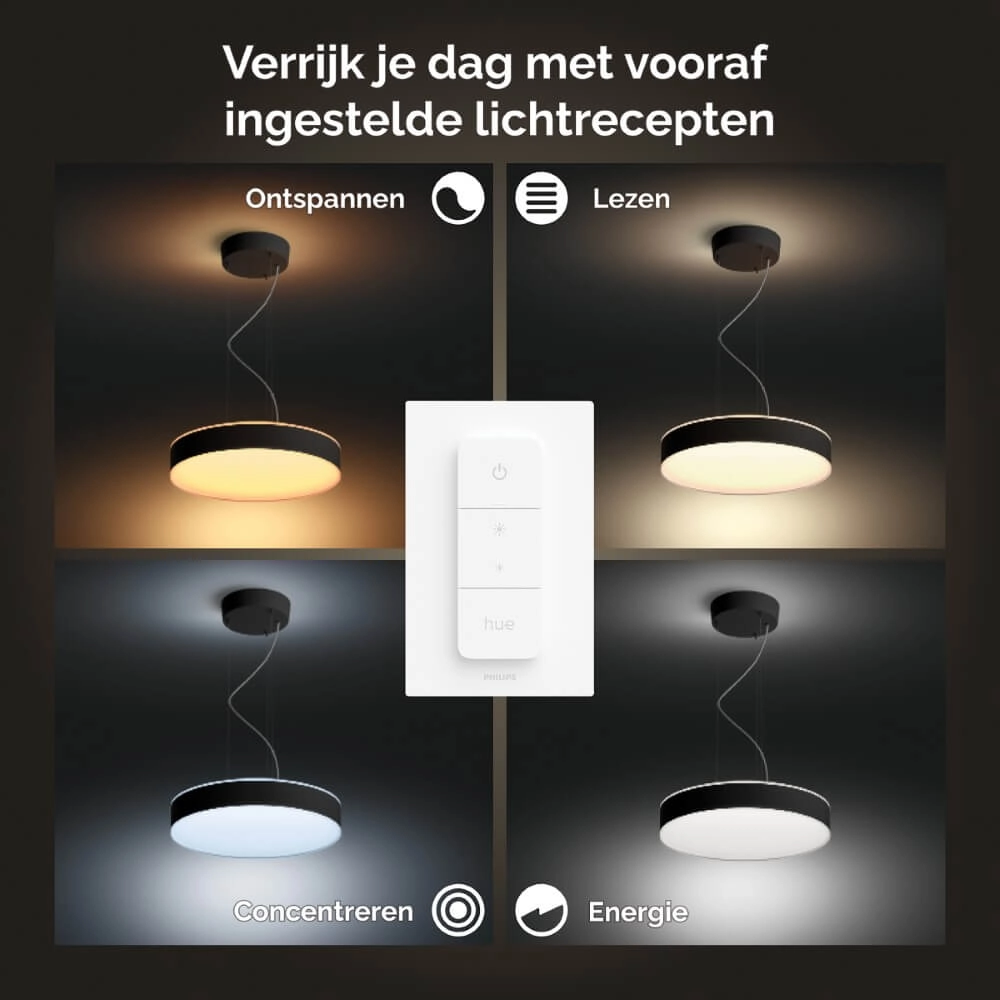 Hanging lamp Hue Enrave - White Ambiance Ø 42.5cm black Philips 8718696176580