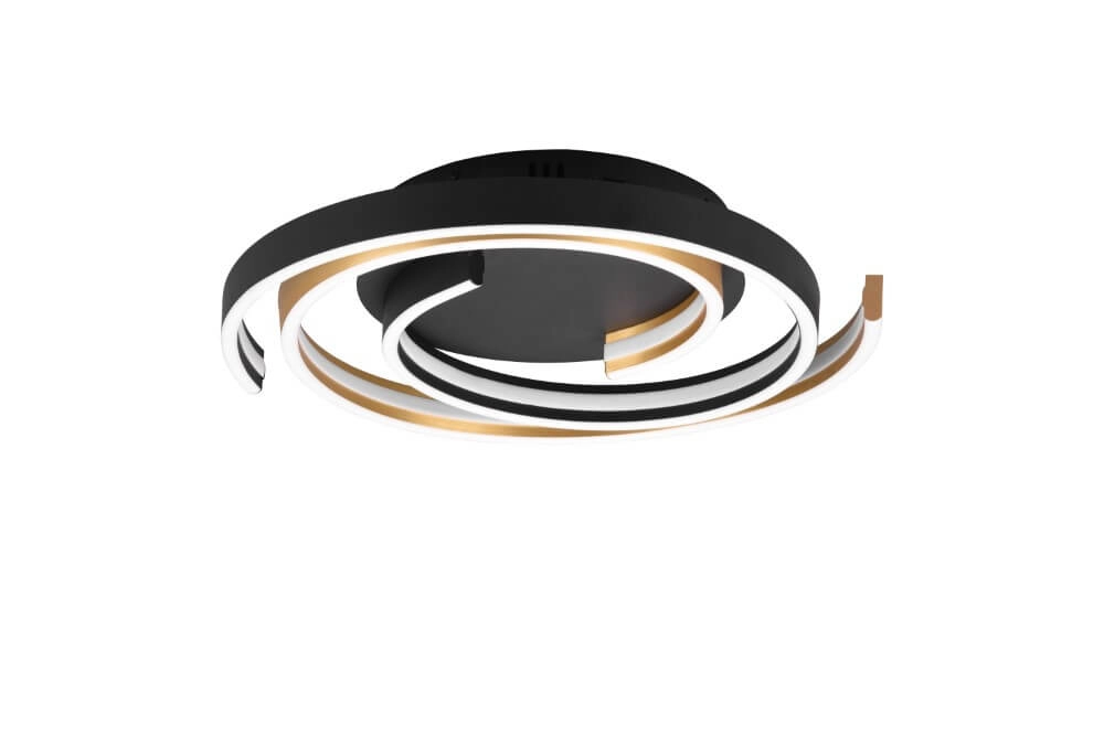 Dimmable ceiling lamp Caya gold with black Trio 4017807541953