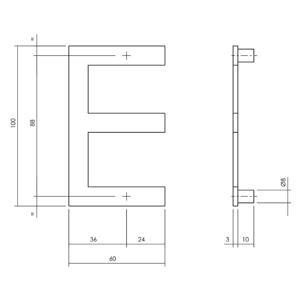 House letter E Numbra 10cm stainless steel Intersteel 8714186082393