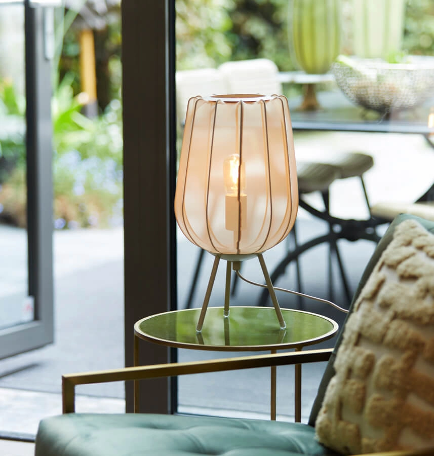 Japandi table lamp Plumeria cream Ø 25cm