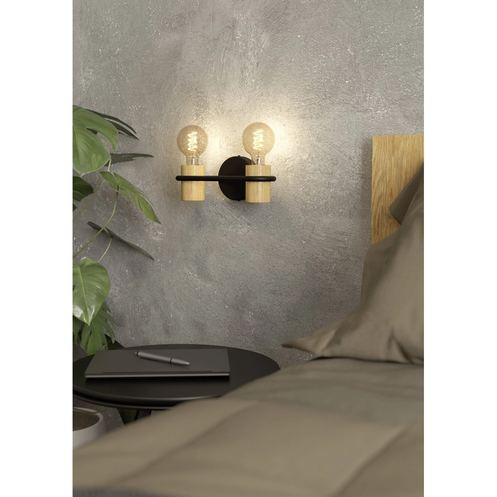Wall lamp Chieveley with wood look - 1x E27 Eglo 9002759435424