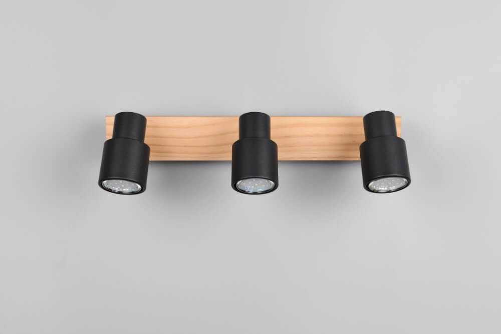 3-light ceiling lamp Pierre black with wood Trio 4017807638196