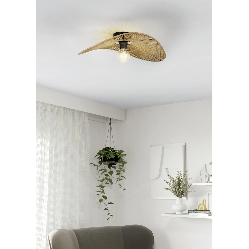 Rattan ceiling lamp Siruela bedroom - 56cm Eglo 9002759319618