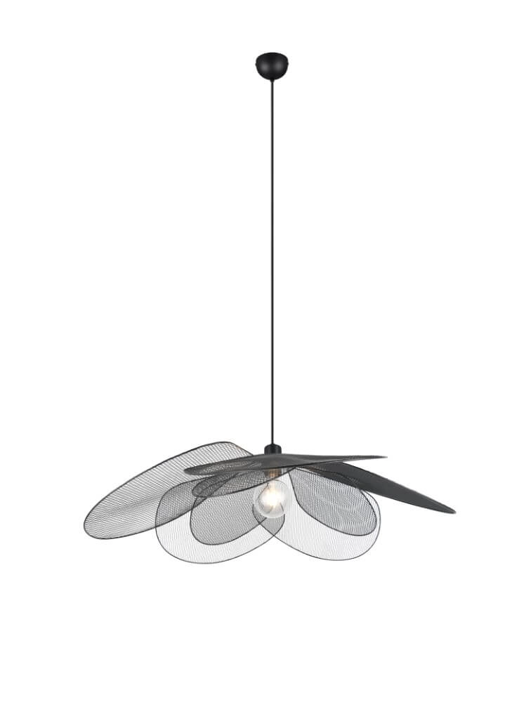 Large bohemian pendant lamp Fleure Ø 87cm black