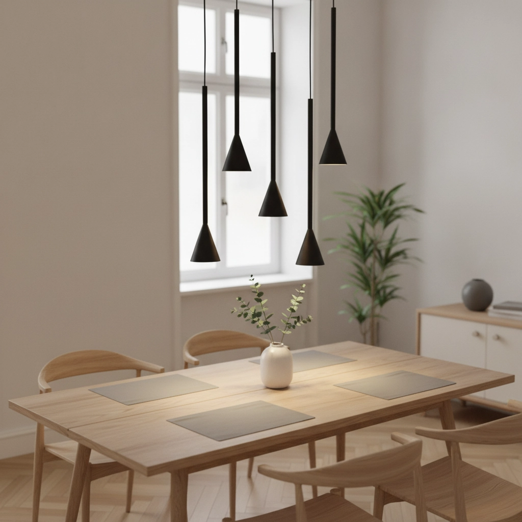 Pendant lamp Net round 5-light black