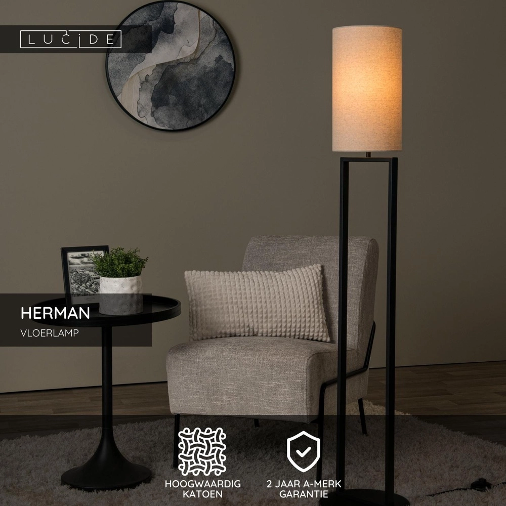 Floor lamp Herman sand brown Lucide 5411212303417