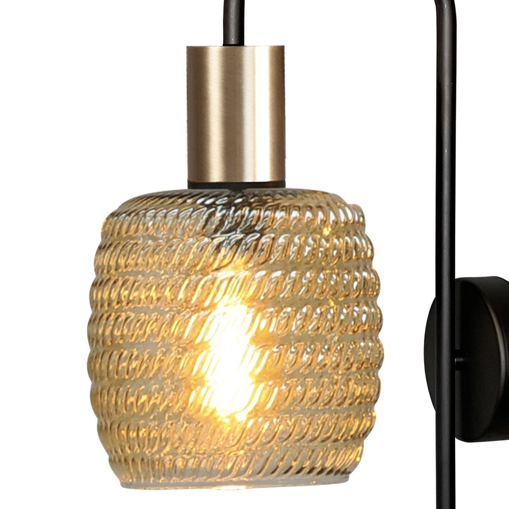 Black wall lamp Bounty with gold and ribbed glass Masterlight 8718121251042