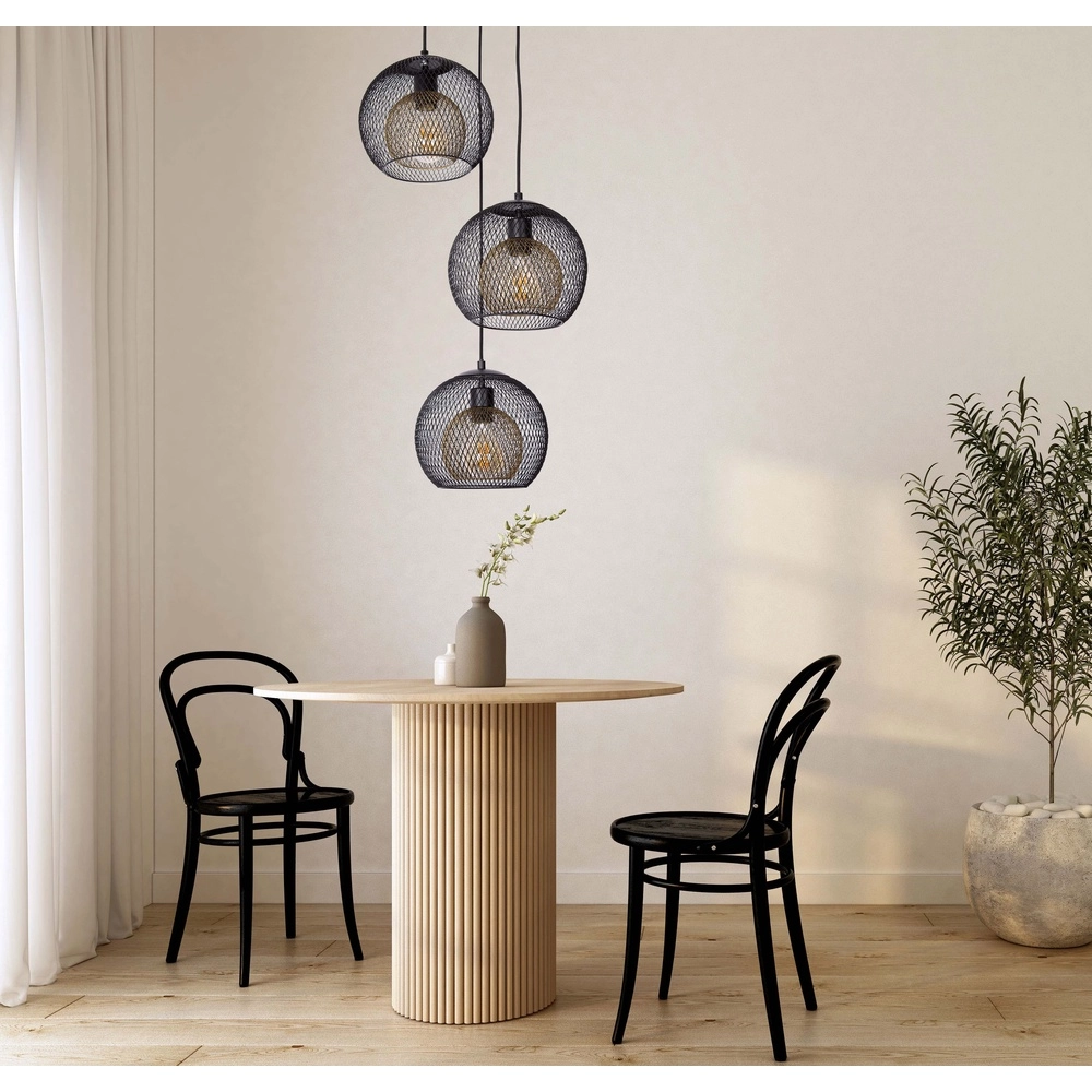 Mesh pendant lamp Selina cage black 3-lights Globo 9007371487622