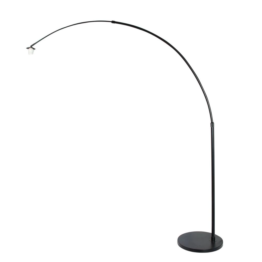 Black arc lamp Vela Lino with cream shade Ø60cm Steinhauer 8712746183580