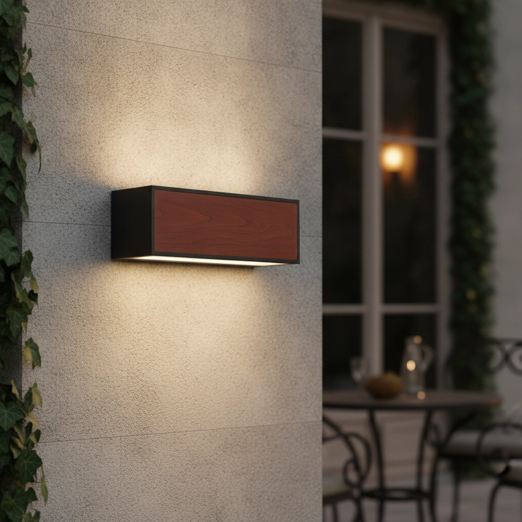 Solar wall lamp Brown black with wood