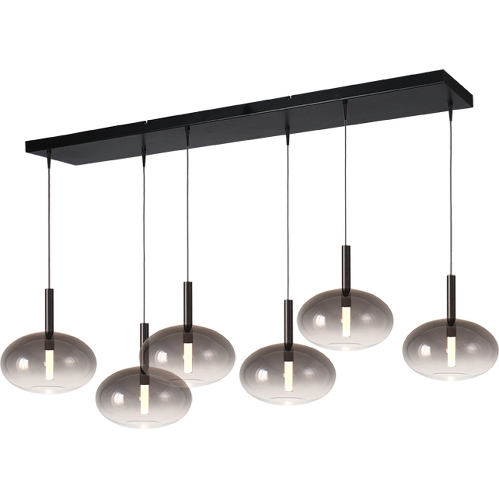 6L pendant lamp Ø24cm Lido Onion with smoke-fading glass