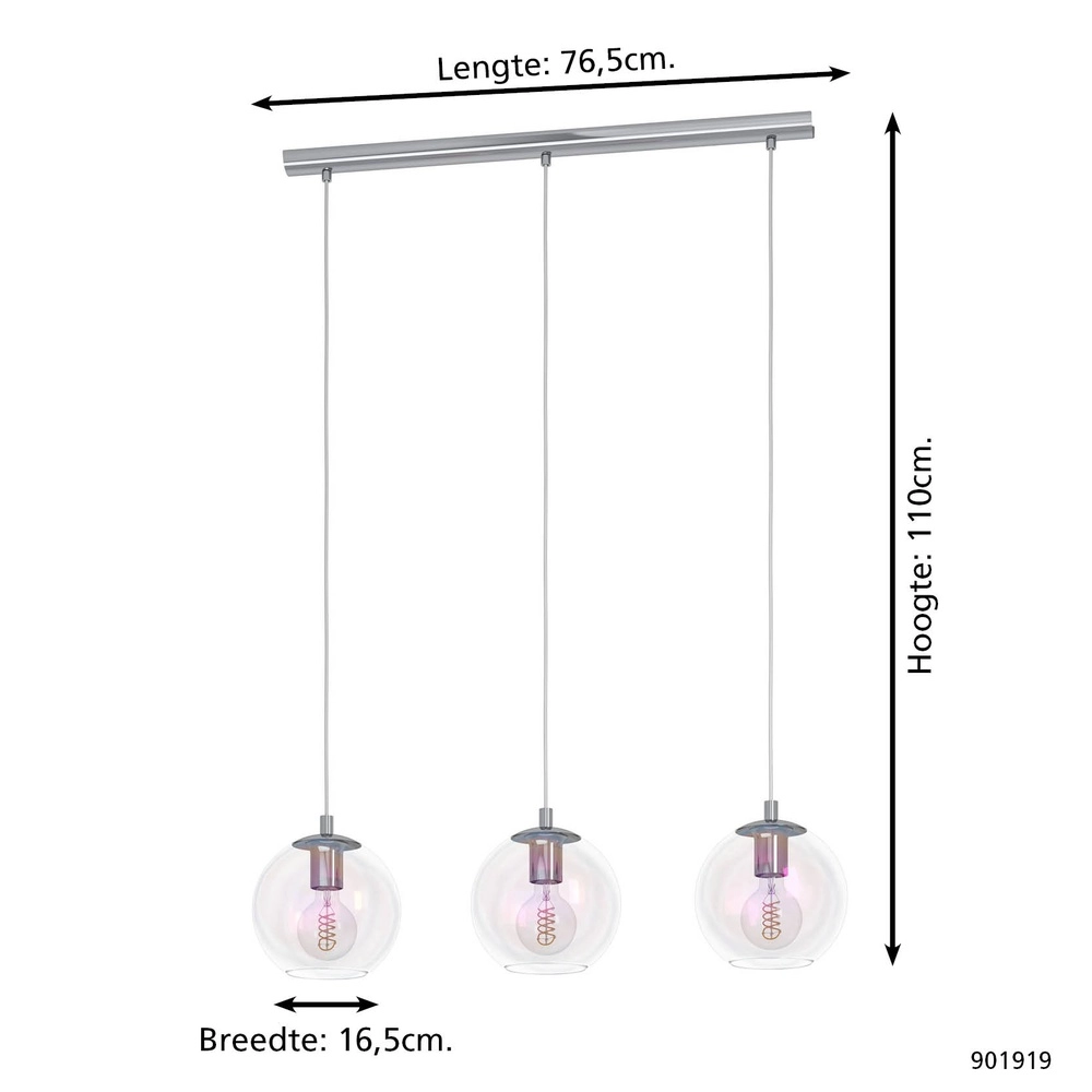 Pendant lamp Ariscani 2 3-light chrome Eglo 9008606358090