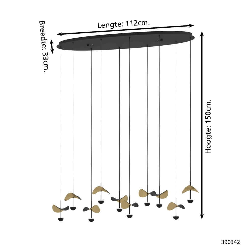 Oval hanging lamp Dracera black with gold Stars of Light 9008606270569