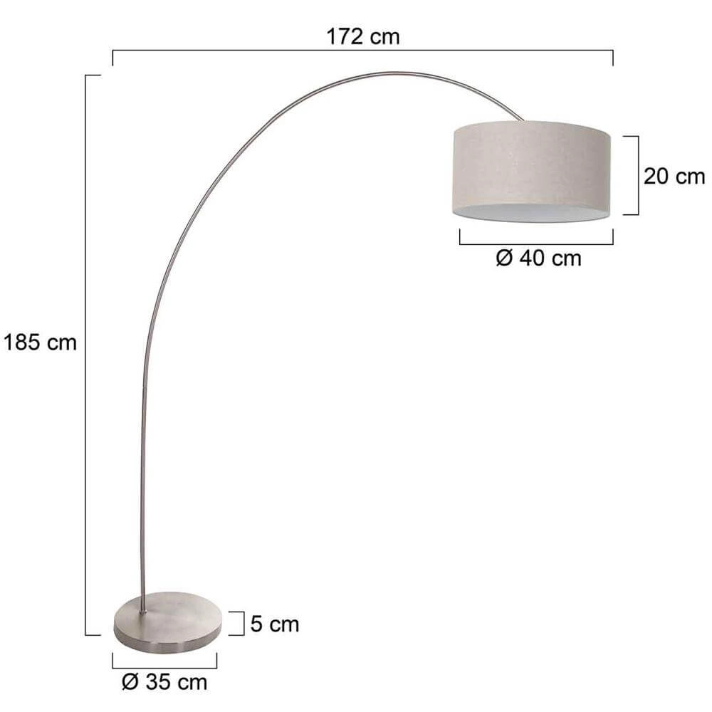 Arc lamp Solva metal with gray shade Steinhauer 8712746174861
