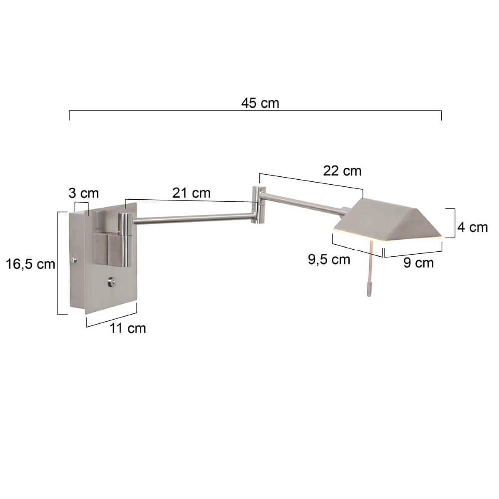 Stainless steel wall reading lamp Retina Steinhauer 8712746166033