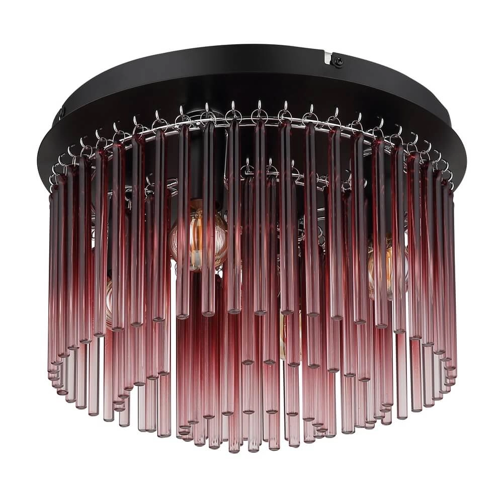 Black ceiling lamp Gorley with red glass Ø 32cm Globo 9007371474967