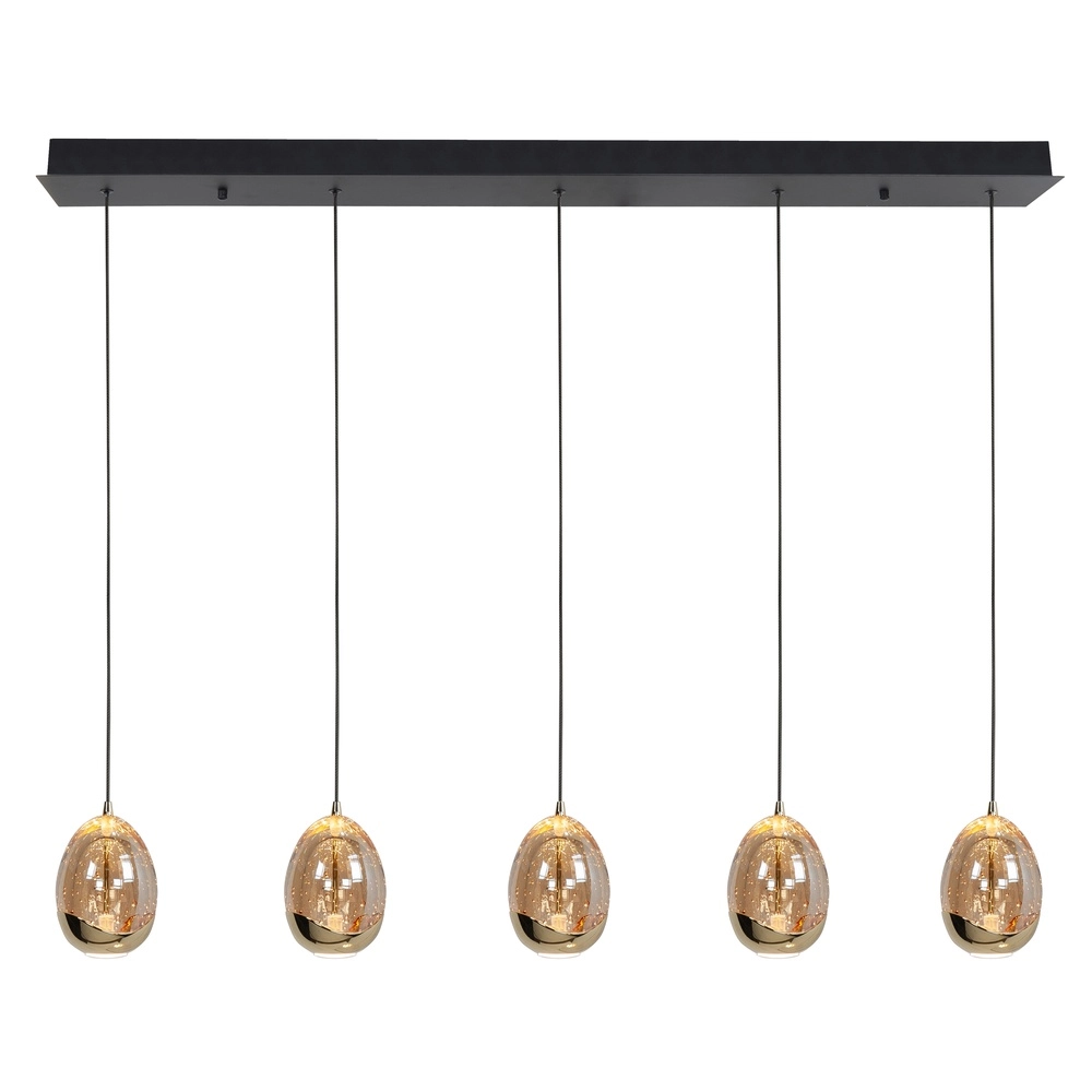 Pendant lamp Golden Egg black 5-light straight
