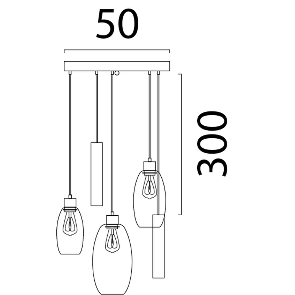 Vide pendant lamp Olive 3x glass - 2x Run - cocoa - Ø50cm Masterlight 8718121394251