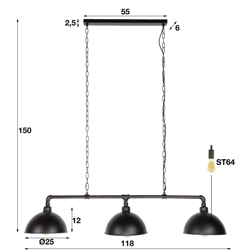 Industrial pendant lamp Industrial 3-light Lyora 8716803511309