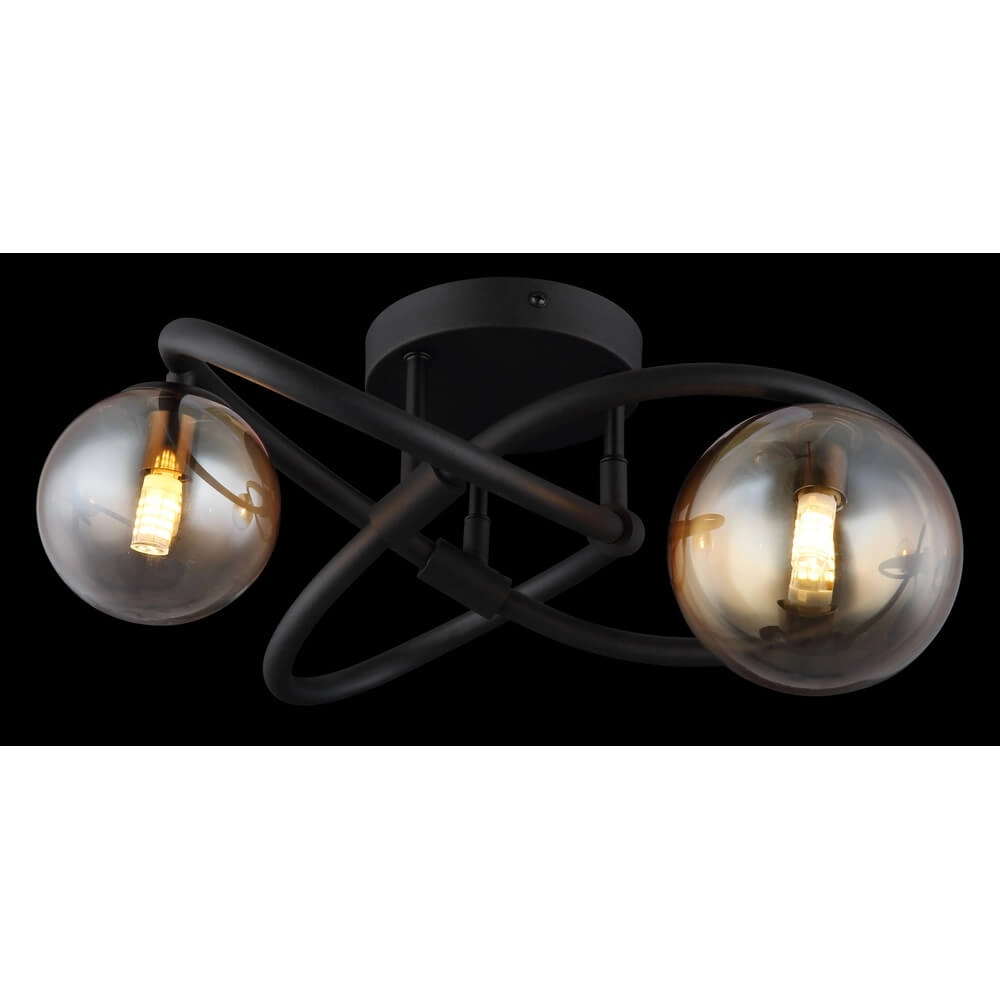 Black ceiling lamp Tuberius Design 2-light Globo 9007371458431