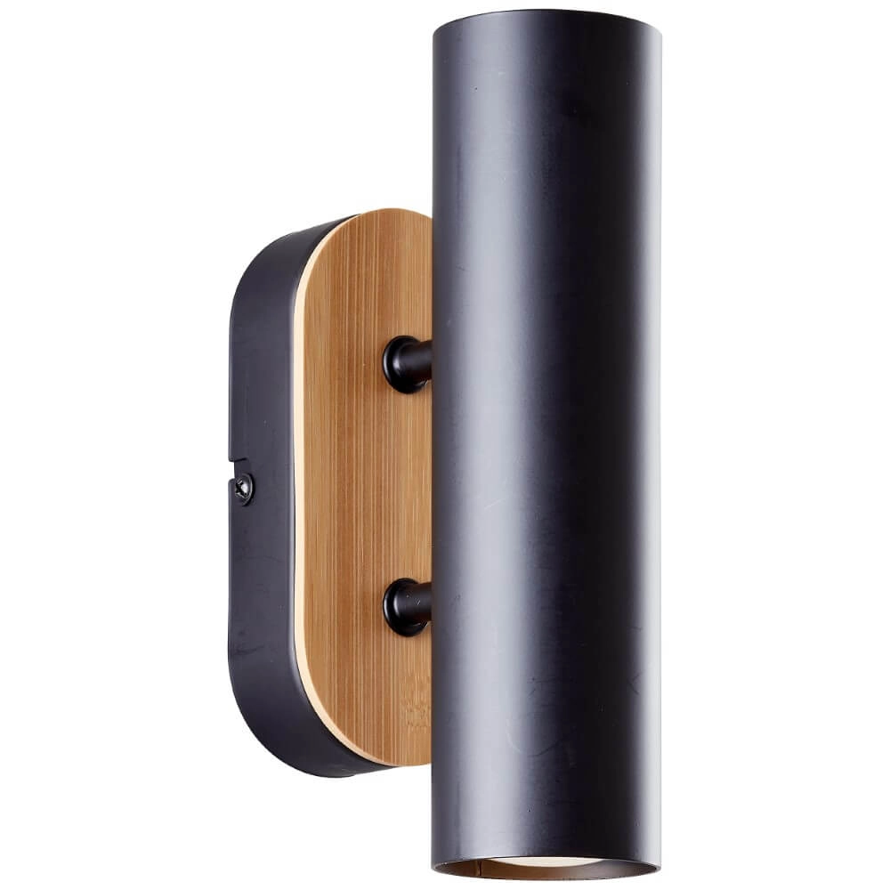 Wall lamp Niels black with wood