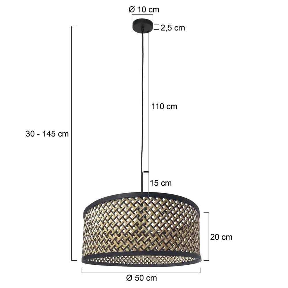 Pendant lamp Sparkled Light black with bamboo shade Ø 50cm Steinhauer 8712746172522