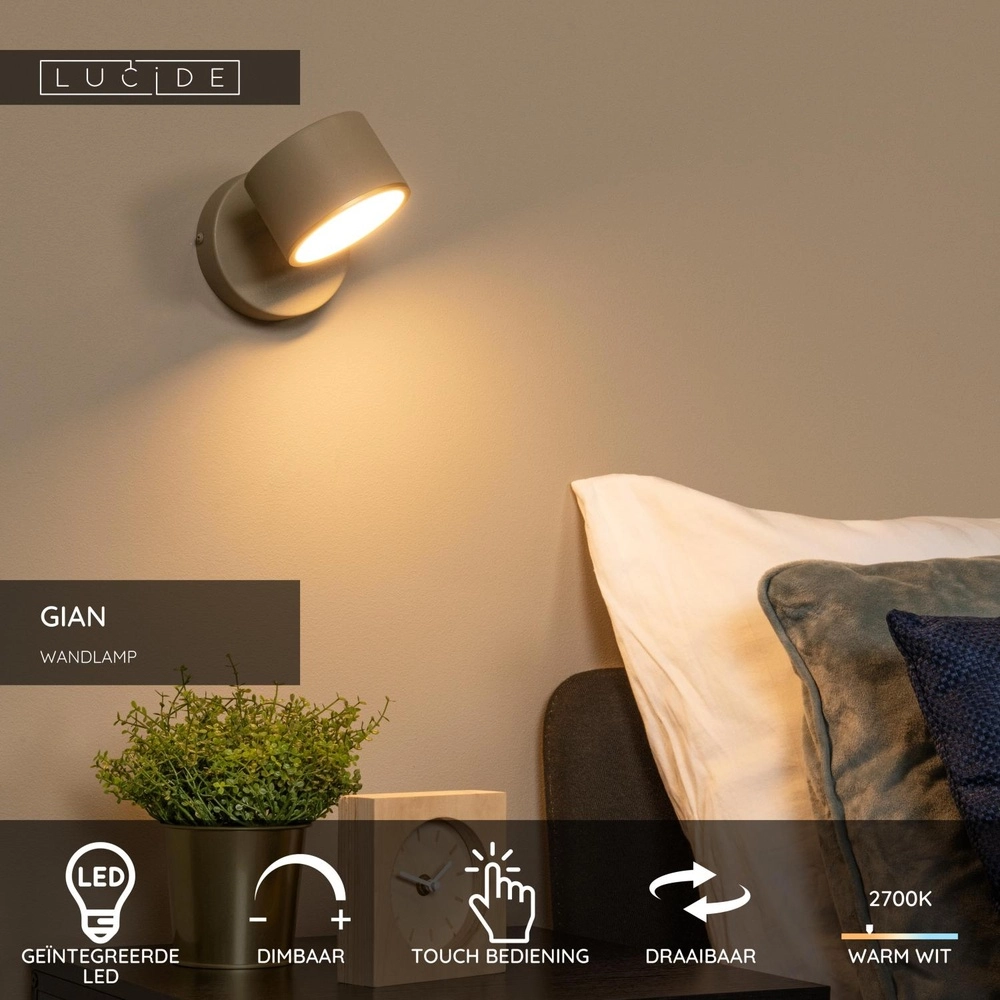 Wall lamp Gian sand brown Lucide 5411212442000