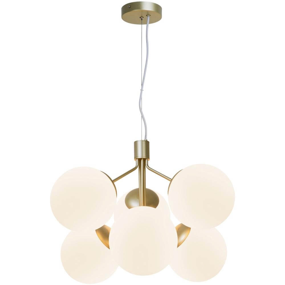 6-light pendant lamp Ivona gold with white glass Nordlux 5704924005343