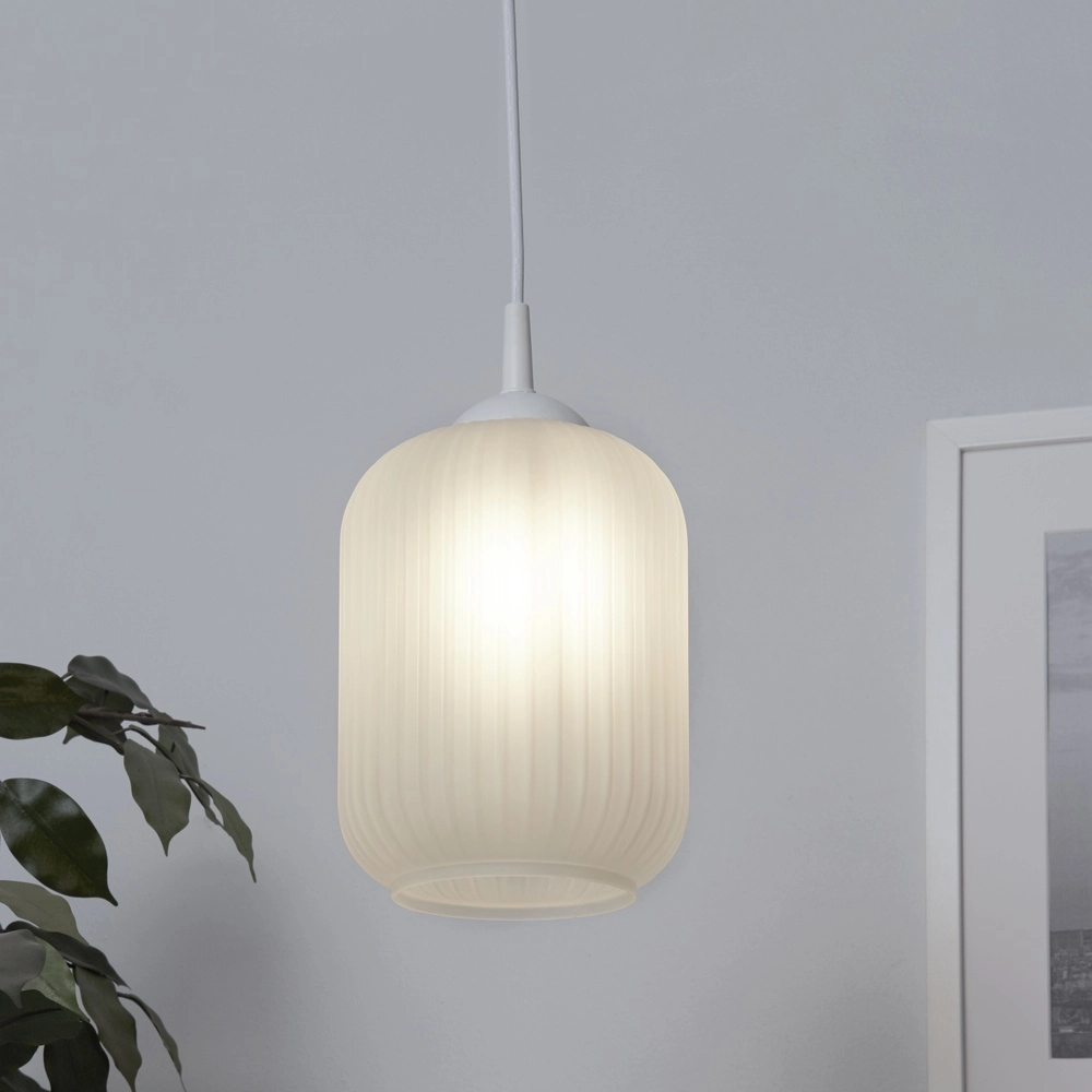 Pendant lamp Pearl black with white glass Searchlight 5053423306582