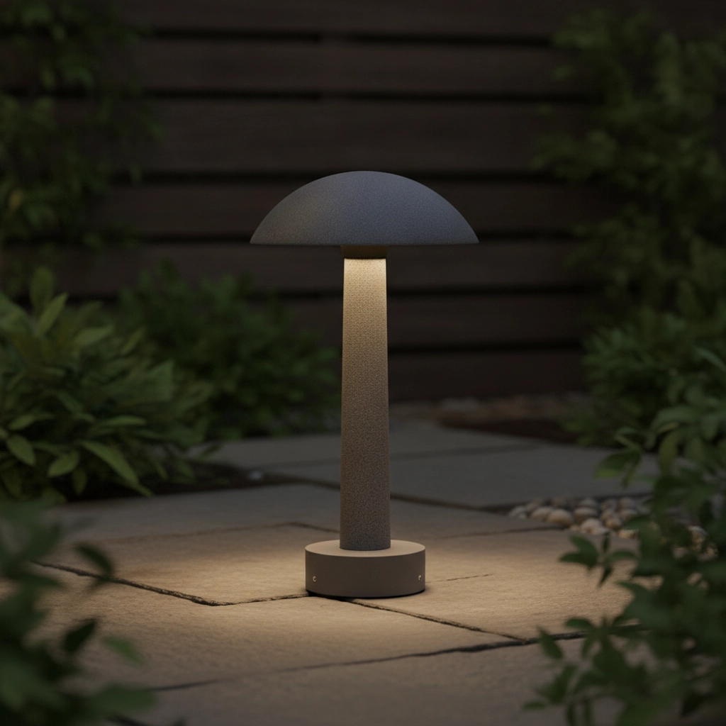Round garden lamp Tura concrete grey 35cm