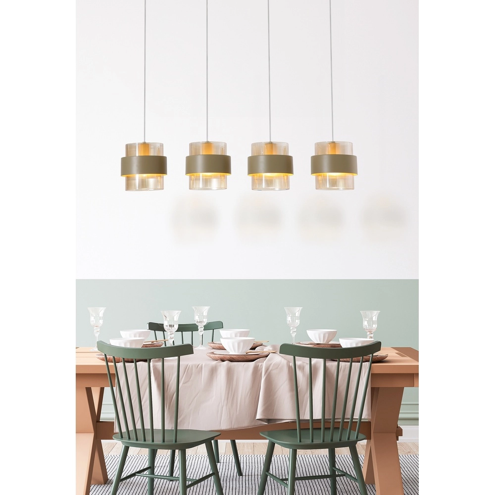 Pendant lamp Royal 4-light sand brown Searchlight 5053423296791