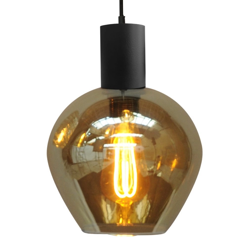 Black dining room hanging lamp Bounty 3-light round glass Masterlight 8718121247731
