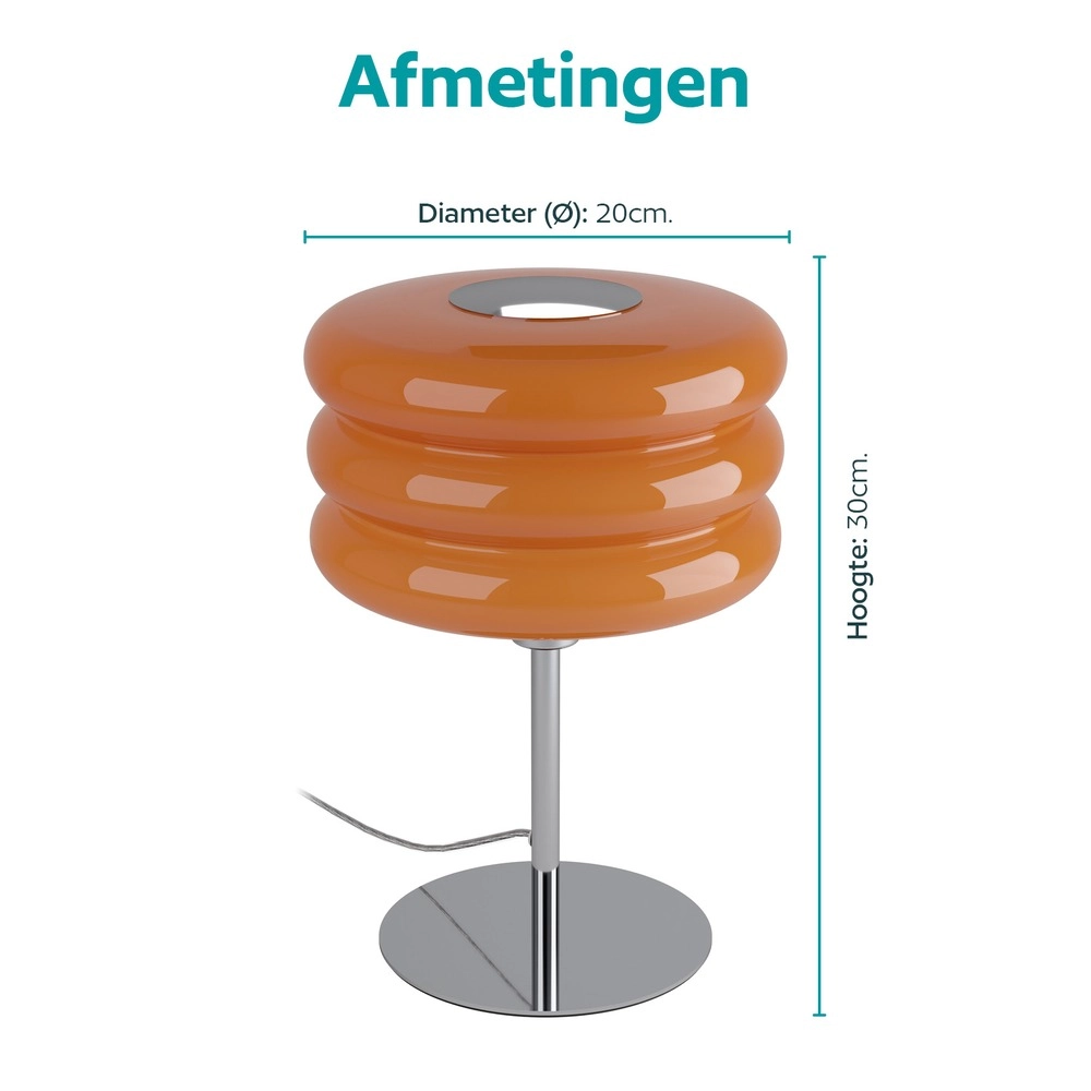 Design table lamp Tortora chrome with orange Ø 20cm