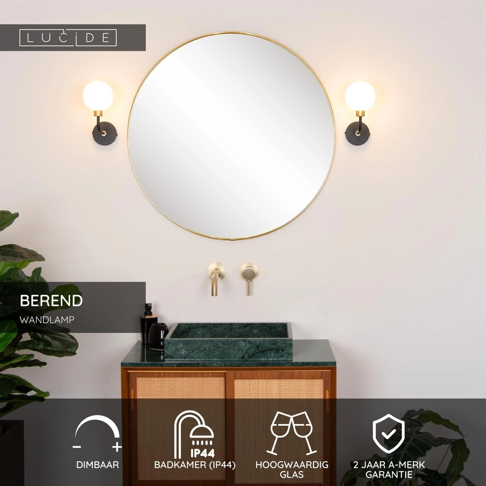Wall lamp Berend black and white Lucide 5411212302632