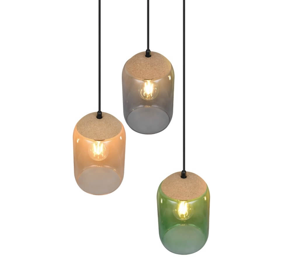 Glass Dining Table Lamp Cork 3-light Trio 4017807622980