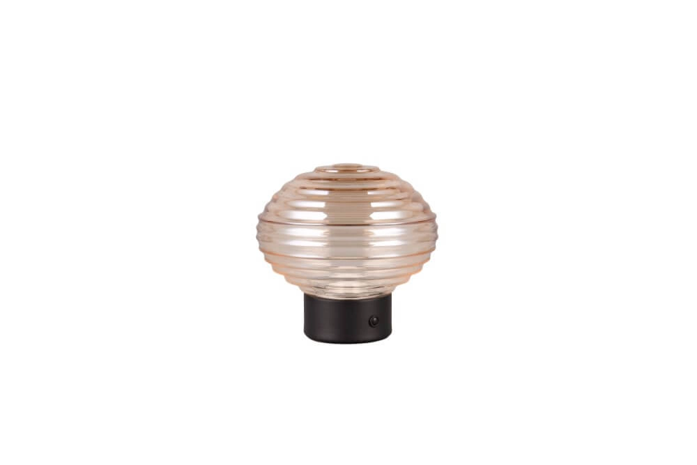 Rechargeable table lamp black Earl Amber glass Trio 4017807601923