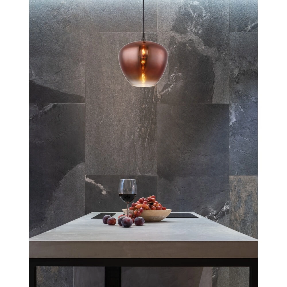 Black pendant lamp Maxy with red glass Ø 40cm Globo 9007371456970